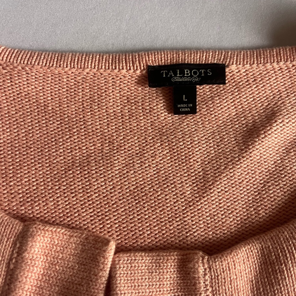 Talbots Pink Open-Front Short-Sleeve Cardigan - Picture 2 of 5
